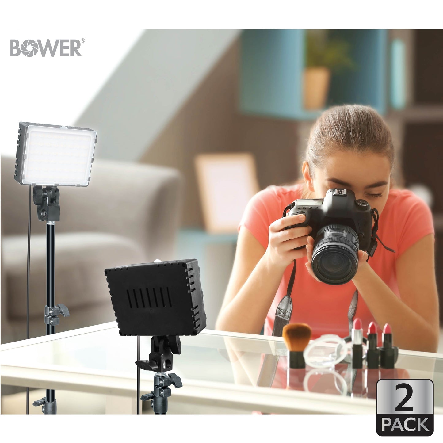 2-Pack LED Panel Ring Light Kit with Tripods for Content Creation