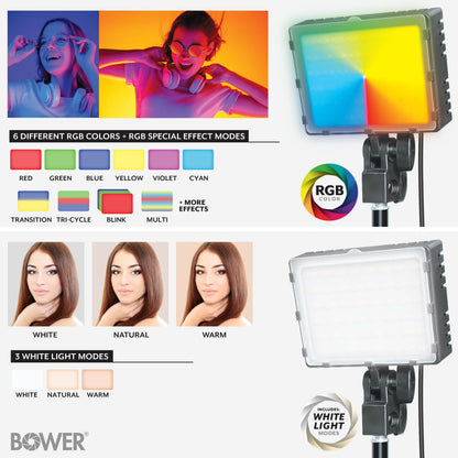 2-Pack LED Panel Ring Light Kit with Tripods for Content Creation