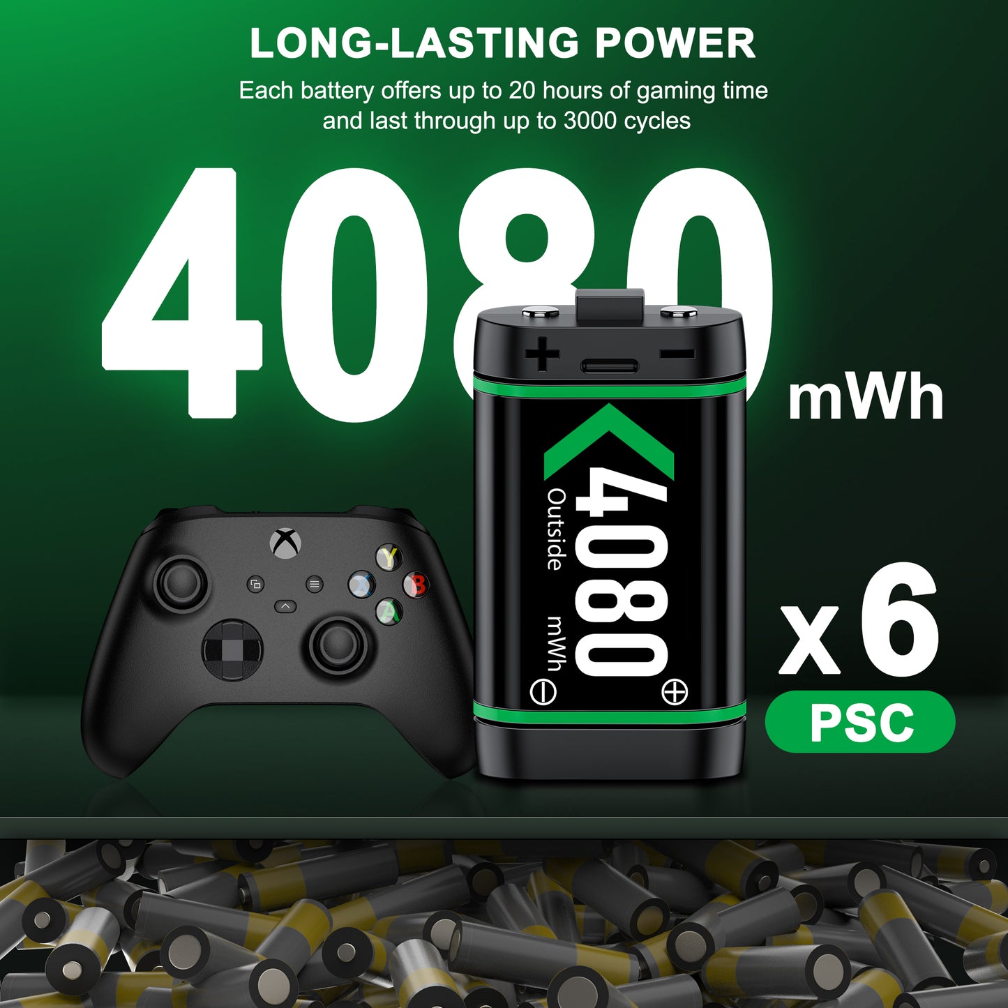 Charger for Xbox Rechargeable Battery Pack, 4 X 4080Mwh Xbox One Controller Battery Packs for Xbox Series X/S/Xbox One/S/X/Elite,Xbox Accessories