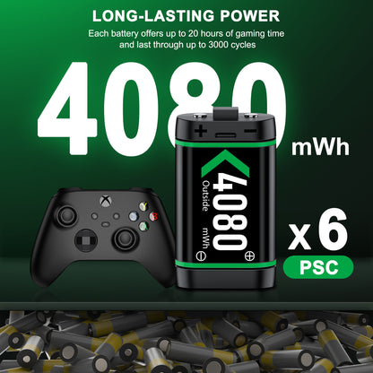 Charger for Xbox Rechargeable Battery Pack, 4 X 4080Mwh Xbox One Controller Battery Packs for Xbox Series X/S/Xbox One/S/X/Elite,Xbox Accessories