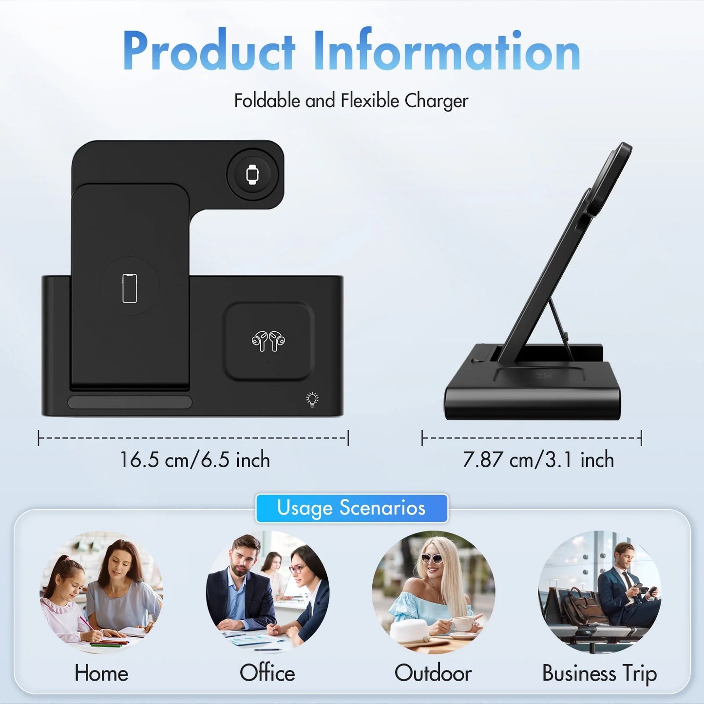 Wireless Charger,15W Wireless Charging Station Compatible with Iphone 17 16 15 14 13 12 11 8 Pro Max Mini plus X XR XS Max SE Plus,For Iwatch 10 9 8 7 6 5 4 3 2 SE Ultra,For Airpods 4 3 2