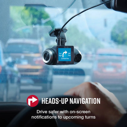SC 201 1080P Dash Cam + Interior Night Vision Cam, Live Alerts, Carplay Compatible Dash Camera