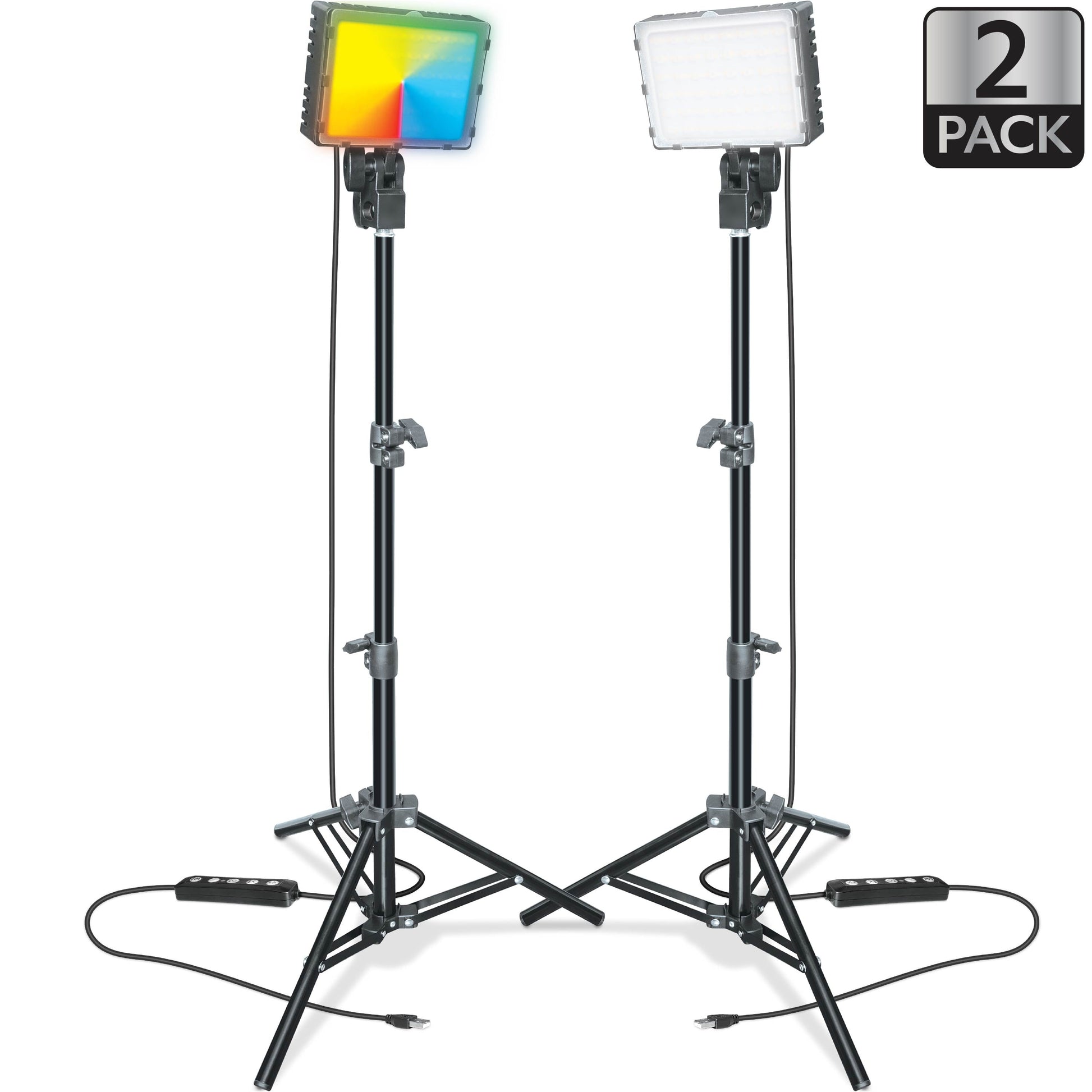 2-Pack LED Panel Ring Light Kit with Tripods for Content Creation