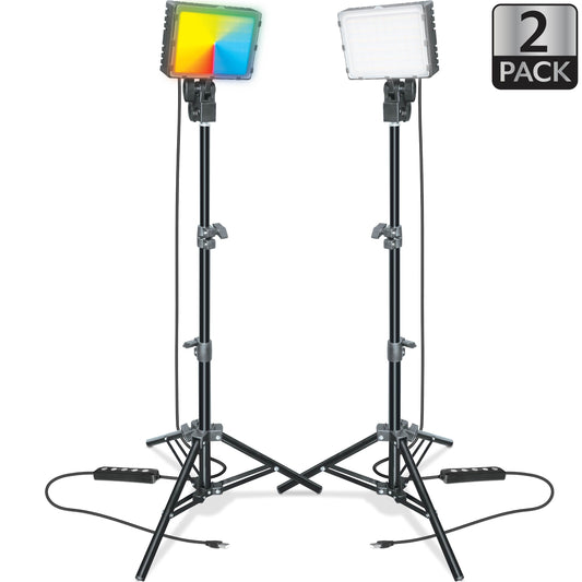 2-Pack LED Panel Ring Light Kit with Tripods for Content Creation