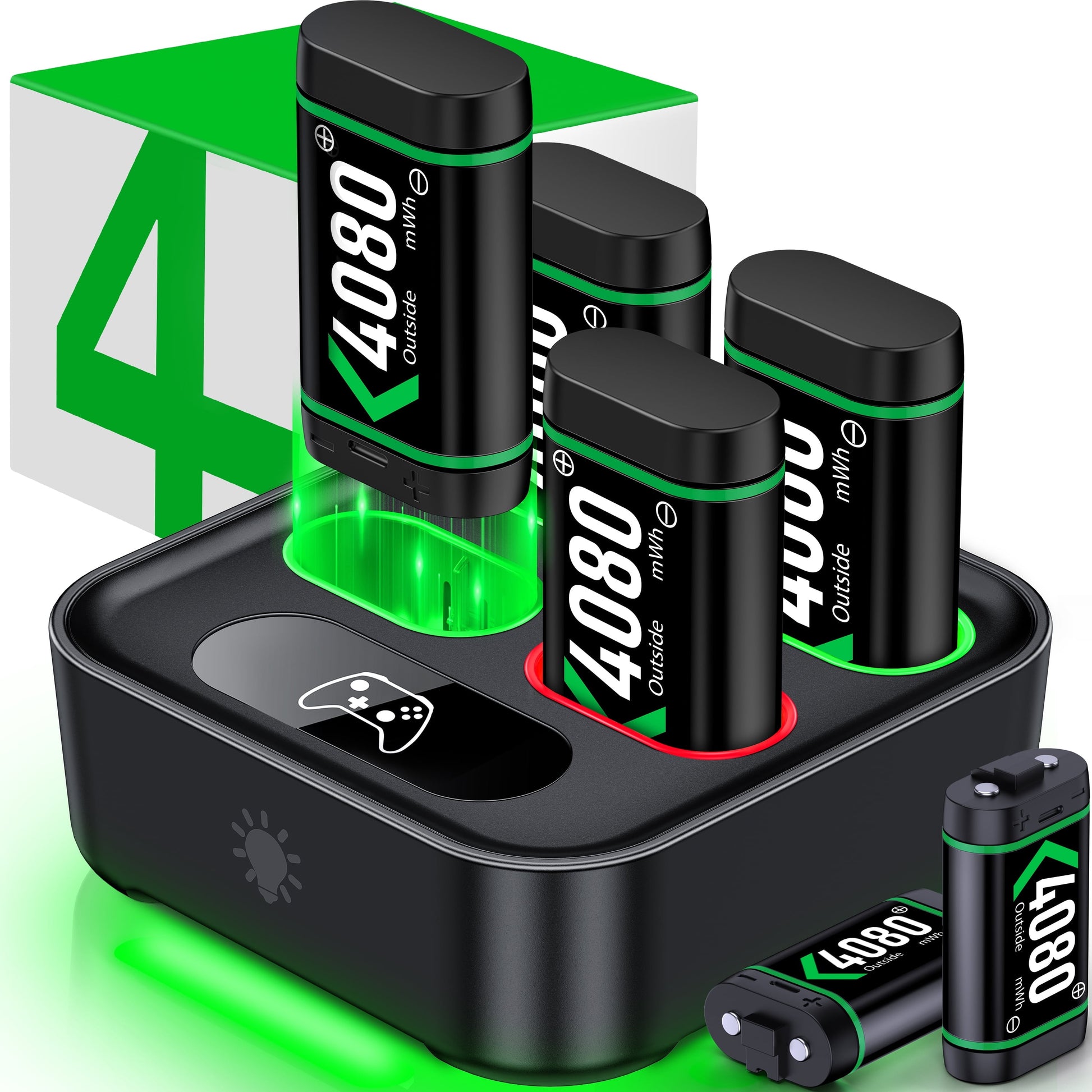 Charger for Xbox Rechargeable Battery Pack, 4 X 4080Mwh Xbox One Controller Battery Packs for Xbox Series X/S/Xbox One/S/X/Elite,Xbox Accessories