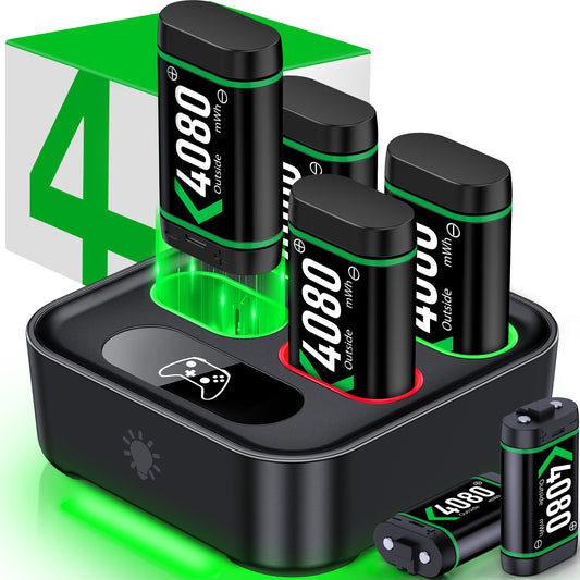 Charger for Xbox Rechargeable Battery Pack, 4 X 4080Mwh Xbox One Controller Battery Packs for Xbox Series X/S/Xbox One/S/X/Elite,Xbox Accessories