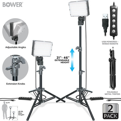 2-Pack LED Panel Ring Light Kit with Tripods for Content Creation