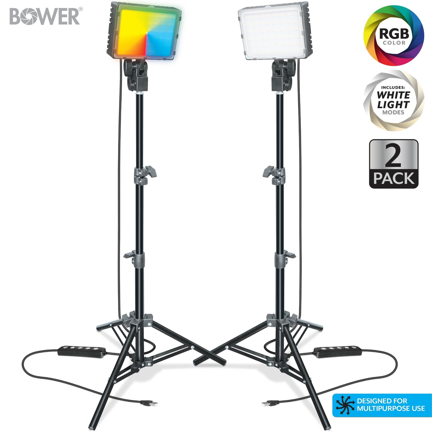 2-Pack LED Panel Ring Light Kit with Tripods for Content Creation
